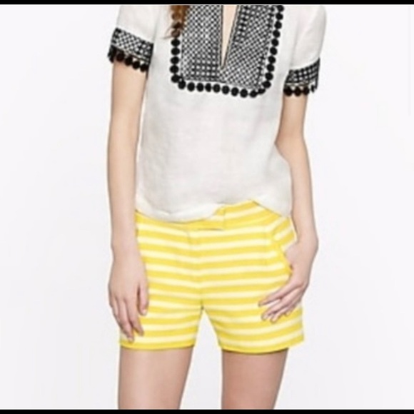 J. Crew Yellow/White Textured Striped Shorts - Picture 2 of 6